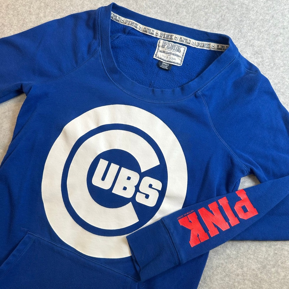 Victoria's Secret PINK Chicago Cubs Sweatshirt Blue MLB 5th & Ocean Small 76